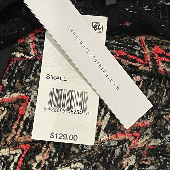 Sanctuary Kimono City Jacket Multi Black Boucle Chevron Print Size Small NEW - Picture 11 of 12